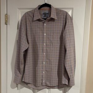 Johnston & Murphy Blue and Orange‎ Plaid Shirt Men's Size Large